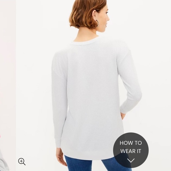 Loft red split neck tunic top LP (gray photo for reference) - Picture 2 of 2